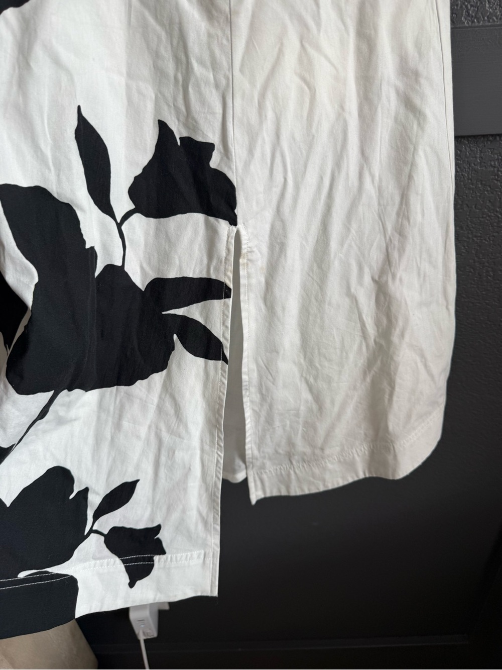 MAEVE • Jo Faulkner button front asymmetrical dress black white floral Small - Picture 8 of 11